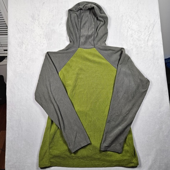 Melanzana Micro Grid Hoodie Mens XXL Green Gray Colorblock Sweatshirt Pockets - Picture 2 of 11